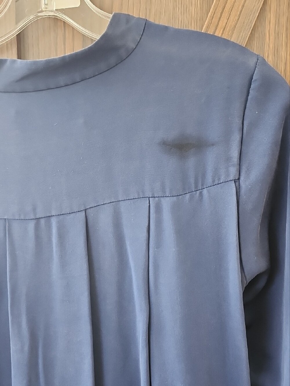 Michael Kors Slate Blue Long-Sleeve Shirt Dress with Removable Brown Belt - Picture 6 of 8